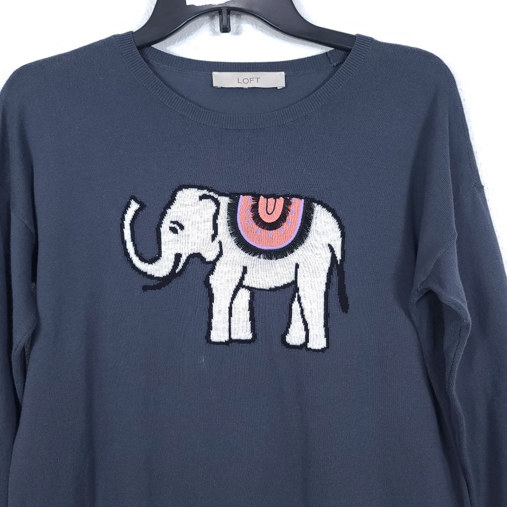 LOFT Elephant Boho Embroidered Lightweight Sweater - Picture 4 of 10